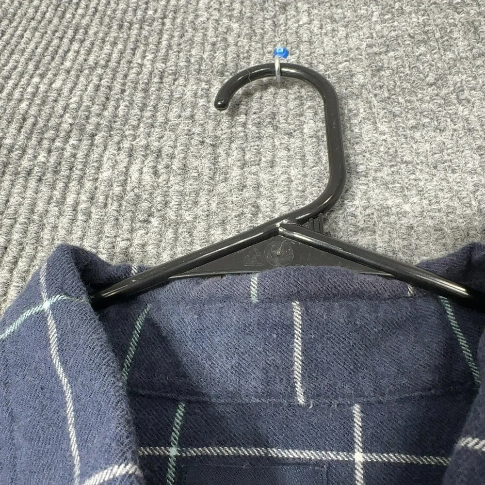 J Crew Flannel Shirt‎ Mens L Navy Blue Plaid Check Long Sleeve Cotton Button Up